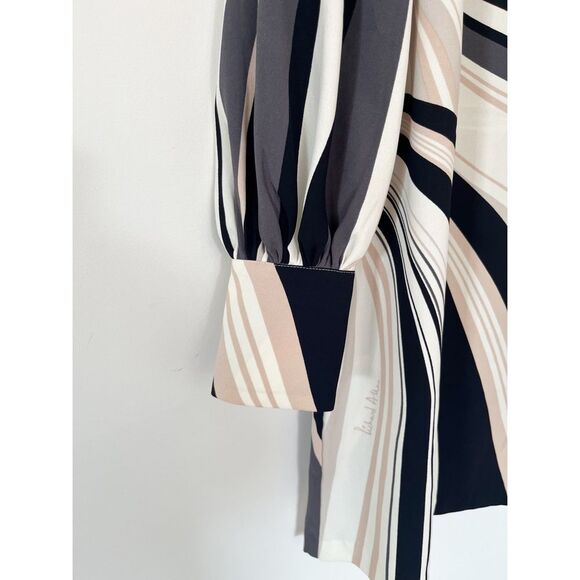 Richard Allan X H&M Black‎ White Tan Printed Swirls Boat Neck Long Sleeve Dress - Picture 7 of 15